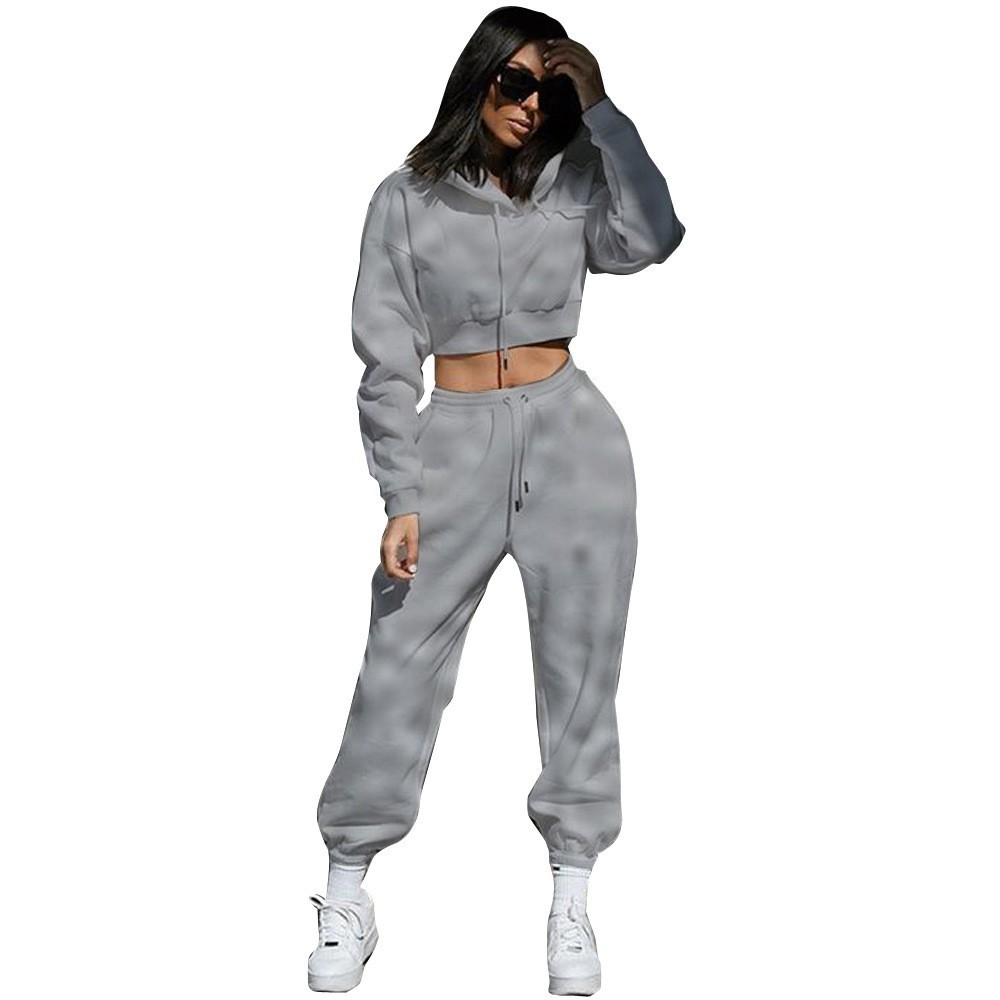 2025 New Velvet Sweatshirt Suit Women's Large Size Hooded Long-Sleeved Women's Sports and Leisure Suit Two-Piece Set