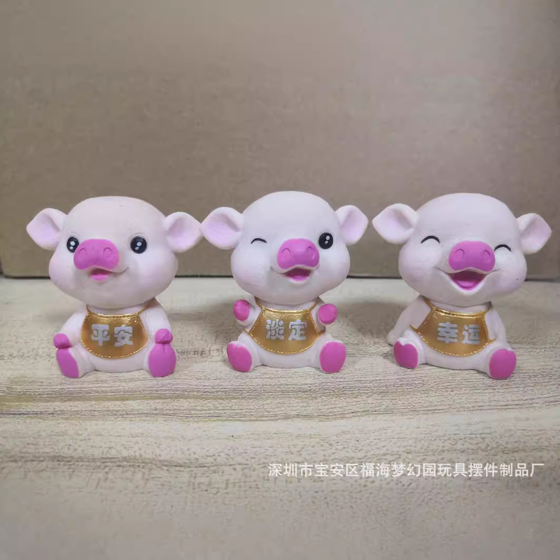 Q-Version Cute Pink Pig Figurine, Princess Cartoon Pig, Zodiac Pig, Collectible Doll Ornament