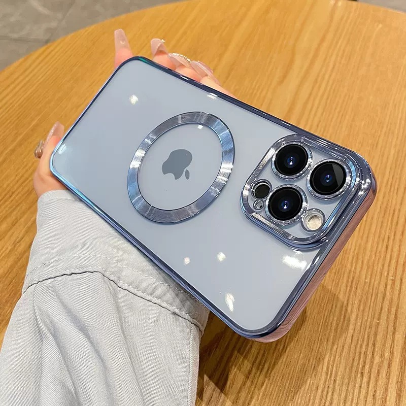 Magnético galvanizado para iPhone17promax caso de teléfono celular transparente película de lente manzana 12 todo incluido caso a prueba de caídas 11