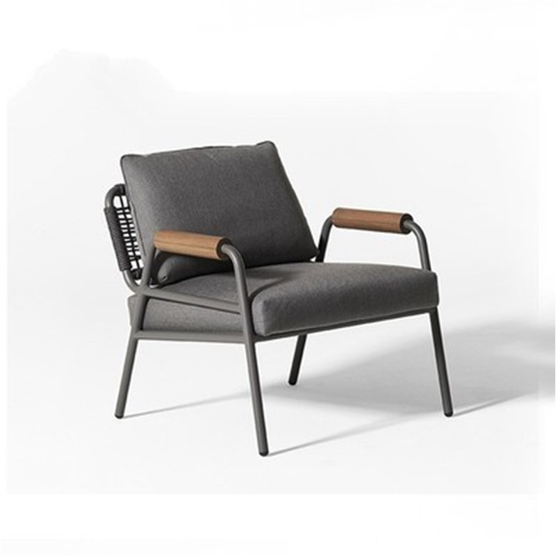 Nórdico al aire libre ocio de caña sofá individual patio al aire libre balcón simple al aire libre aleación de aluminio silla de teca combinación