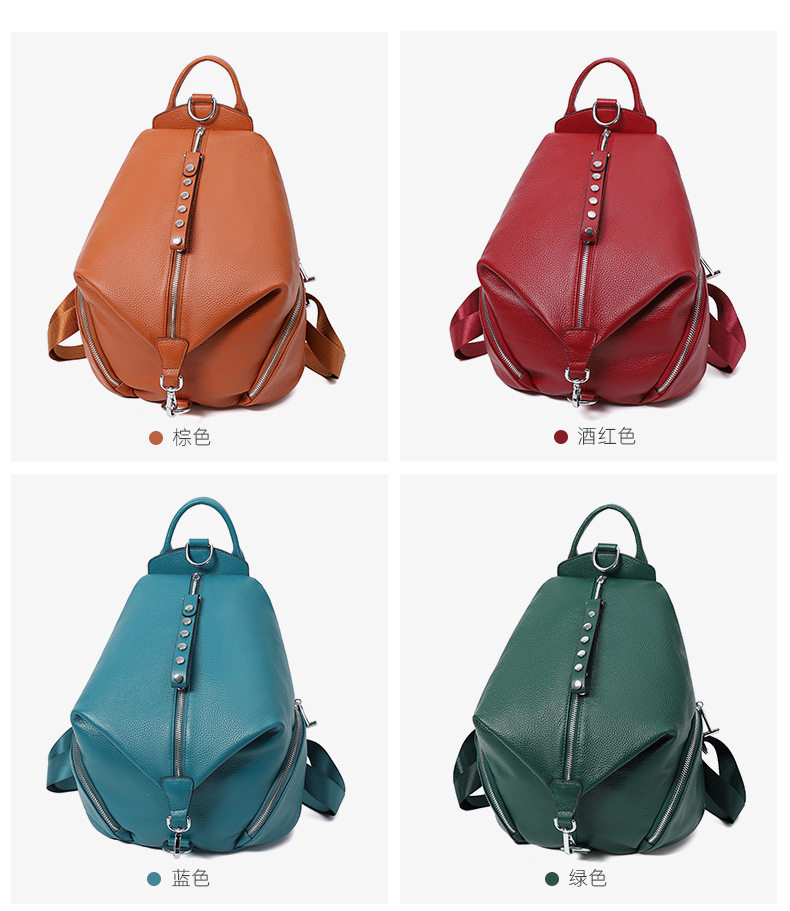 Ba lô nữ da thật chống trộm da bò lớp đầu dung tích lớn 27×15×31 cm — Màu nâu, Màu đen chi tiết 11