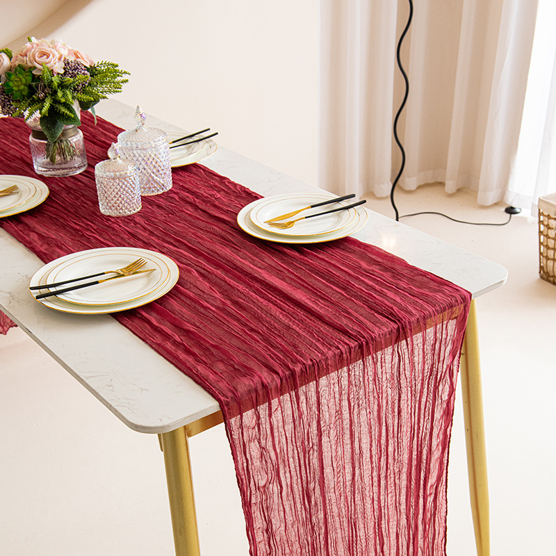 Fábrica al por mayor crepe corredor de mesa boda fiesta de cumpleaños bohemio decorativo plisado corredor de mesa transfronterizo Yama image 10