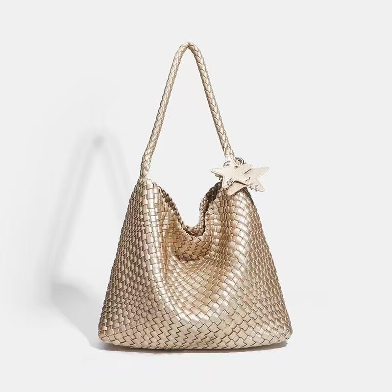 Factory Wholesale Cross-Border Woven Shoulder Bag Extra Large Capacity Bucket Bag Lazy Style Tote Bag Travel Handbag Factory Wholesale Cross-Border Woven Shoulder Bag Extra Large Capacity Bucket Bag Lazy Style Tote Bag Travel Handbag