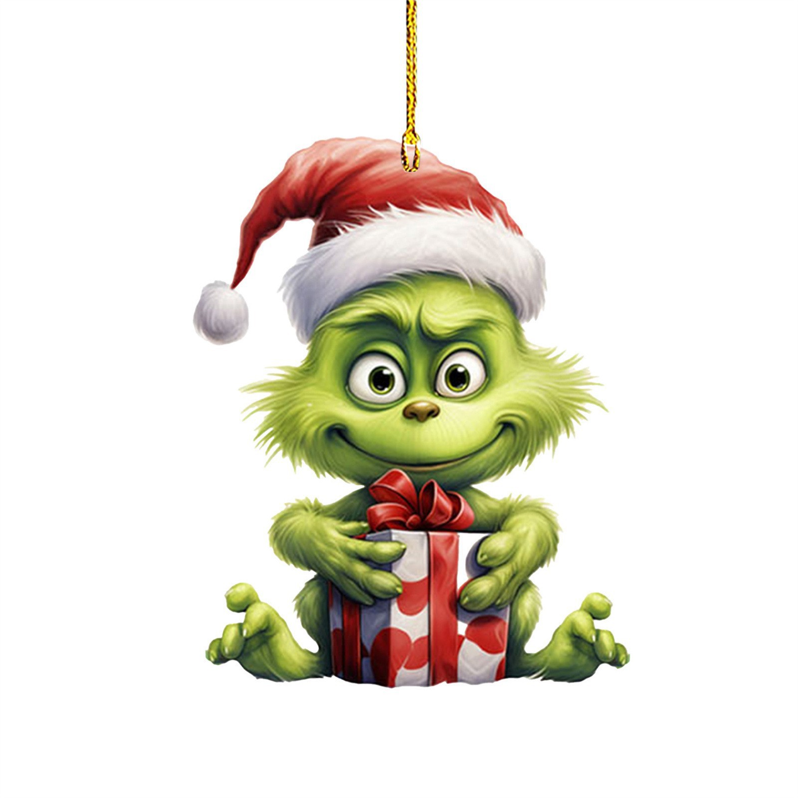 Nuevo producto transfronterizo: Colgante de coche de dibujos animados de hombreito verde para niños, decoración para árbol de Navidad y hogar.