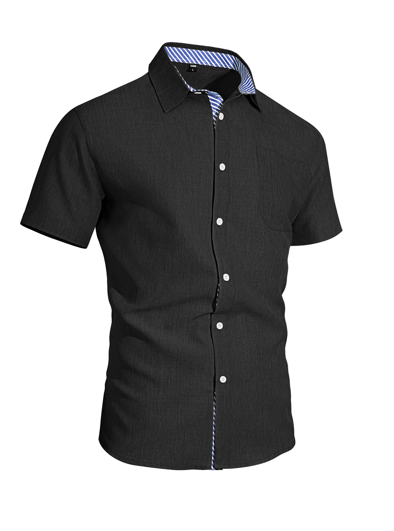 Transfronterizo Amazon verano nuevo hombre botón de solapa bolsillo camisa de manga corta camisa casual americana