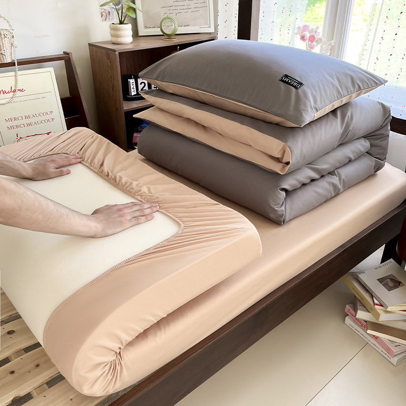 Dormitorio de estudiantes de tres piezas de cama de algodón, sábanas de algodón, colcha de cama de verano de cuatro piezas