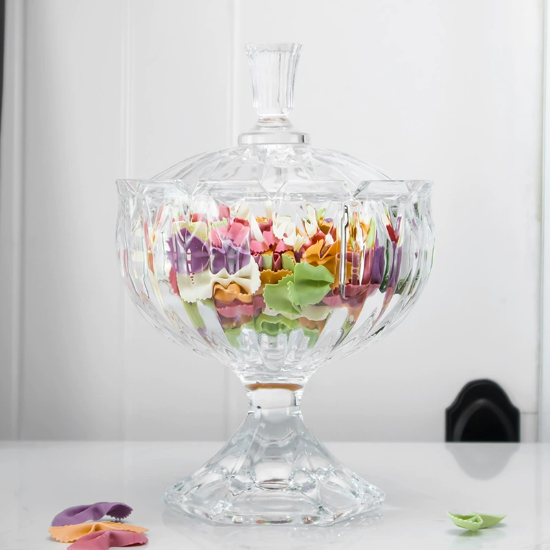 Маленькая европейская легкая роскошь ретро хрустальная полосатая тисненая серия стеклянная банка для конфет сахарница.