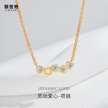 跨境灵动爱心女s925纯银项链高级感欧泊锆石吊坠时尚耳钉套装饰品