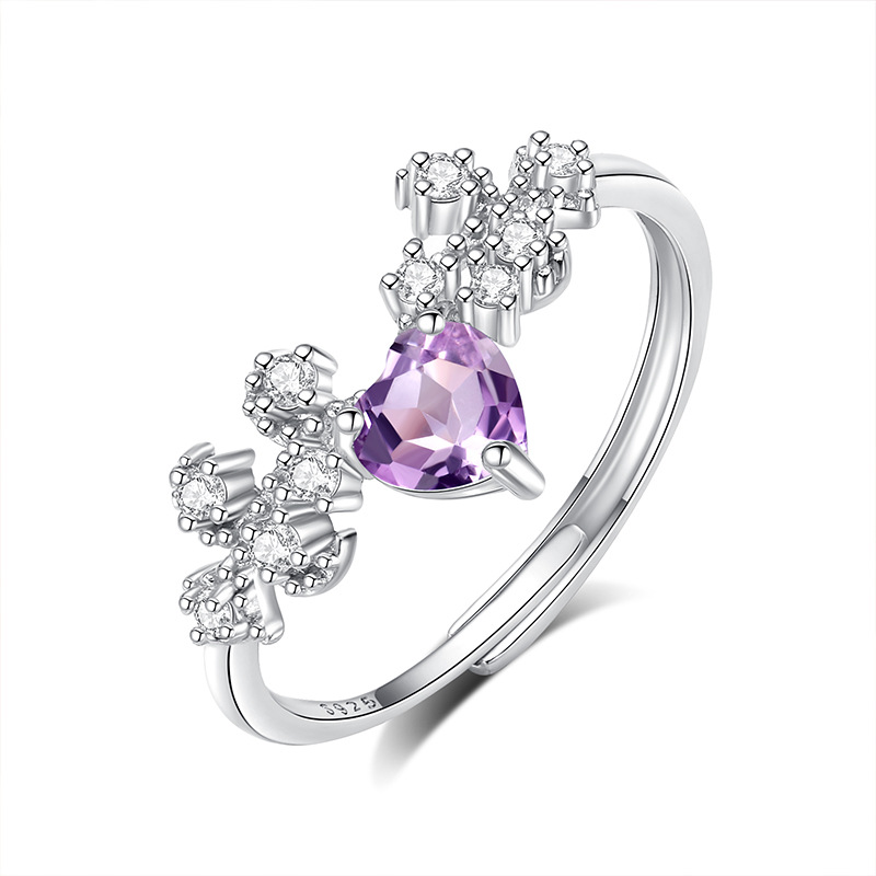 Douyin Internet Red con el mismo diseño de nicho anillo de piedra natural Gypsophila femenina anillo de plata de ley s925 joyería de alta calidad
