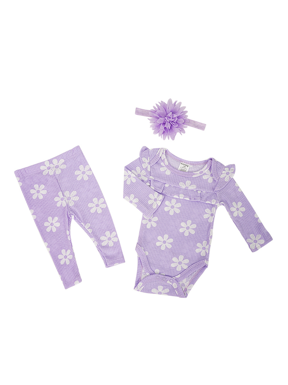 Conjunto de tres piezas de mono de manga larga para bebé niña, nuevo estilo para todas las estaciones, mono exterior, pantalones, diadema, conjunto de ropa para bebé niña.