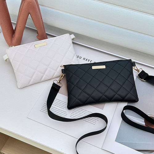 Fresh and Simple Leisure Women's Handbag Small Mini Square Bag Fashion Versatile Embroidered Herringbone Mobile Phone Bag Crossbody Small Bag