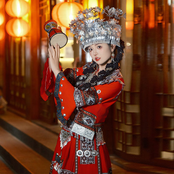 New Miao Clothing Women's Suit Adult Ethnic Minority Costumes Yunnan Qianqian Miao Village Travel Photography Dance Performance Costumes