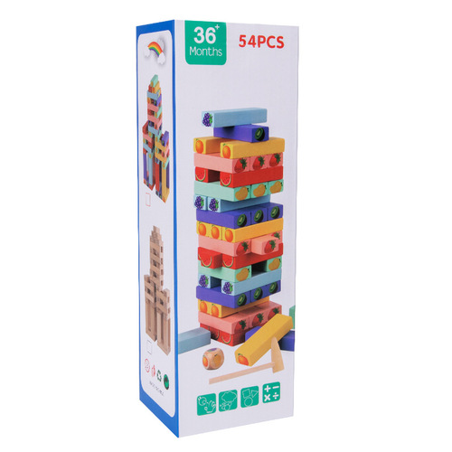 Children's wooden balance stacking high-drawing building blocks Jenga stacking parent-child interactive tabletop game educational toys