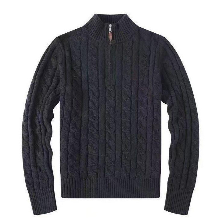 Cross-Border Rl Ralph Lauren Sweater with All Tags Intact, Qr Code Available, Embroidered Pony Logo, Zip-Up Knit Sweater, Crew Neck Cable-Knit Cardigan