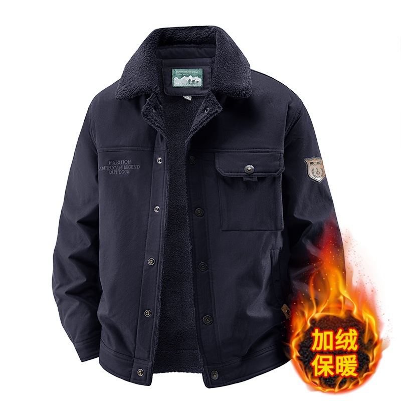 Transfronterizos de algodón de invierno chaqueta de cordero de cachemira para hombres con camisa de algodón gruesa y ocio suelto chaqueta de moda