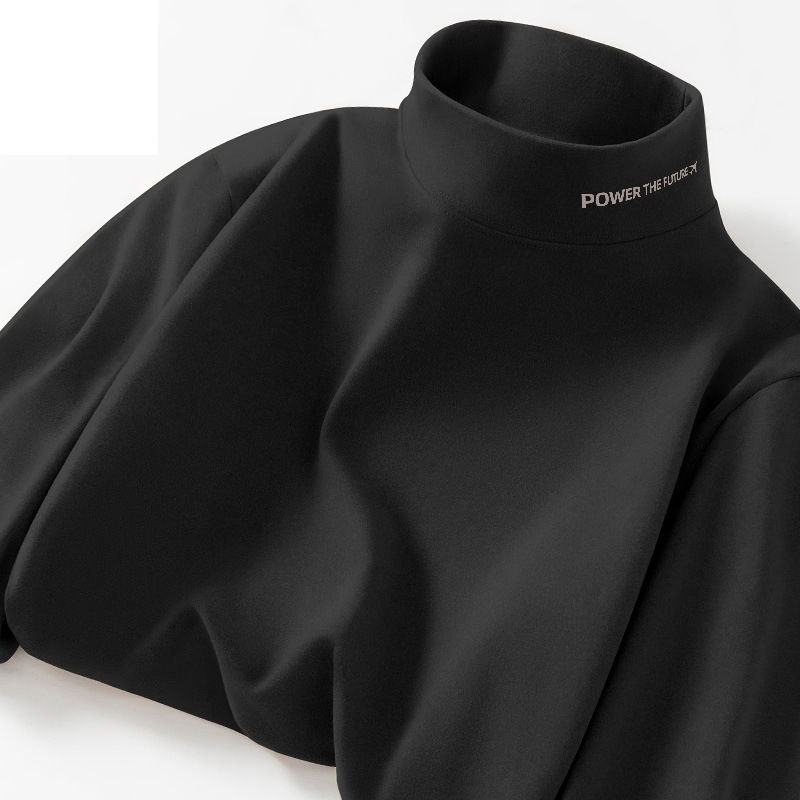 Source Factory Double-Sided German Velvet Bottoming Shirt for Men 5 Autumn and Winter Long-Sleeved T-Shirt with Velvet Half Turtleneck Thermal Clothing X