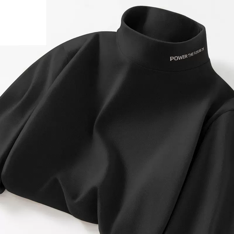 源头工厂双面德绒打底衫男5秋冬长袖t恤内搭加绒半高领保暖衣X