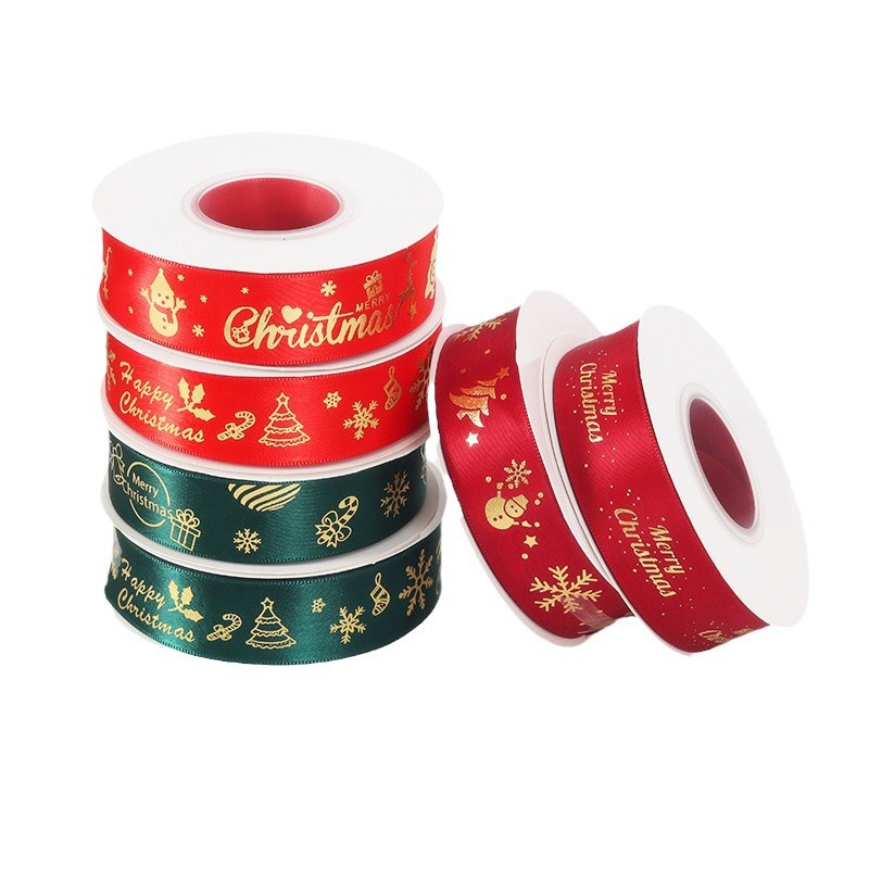 (2개) 크리스마스 시리즈 브론징 리본 꽃 장식 케이크 패키지 선물 수제 DIY 활 일치하는 리본