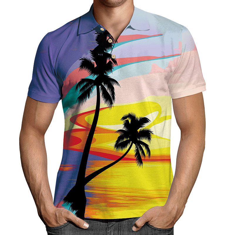 Polo da uomo a maniche corte maglia business con design 3d_voghion.com