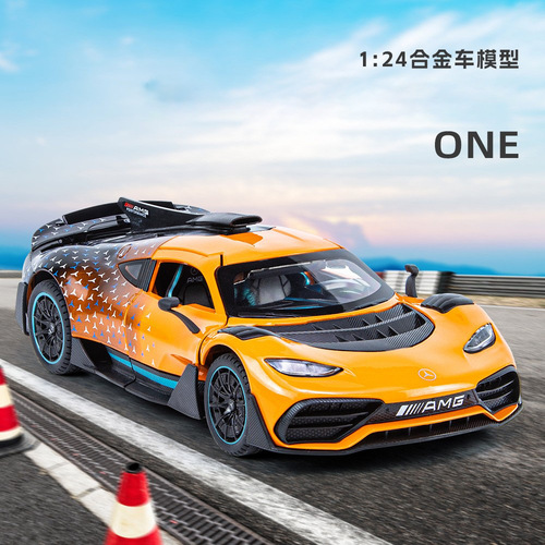 1:24 Gold Cube AMG-ONE Alloy Car Model for Boys, Gift, Simulation Toy Car Model with Sound and Light, Drop-Shipped
