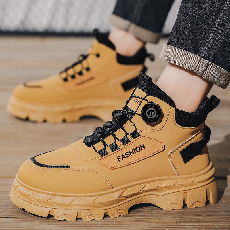 Zapatos masculinos de otoño e invierno nuevos zapatos de alta ayuda hombres estilo británico retro botas cortas con suelas gruesas antideslizantes botas Martin hombres image 3