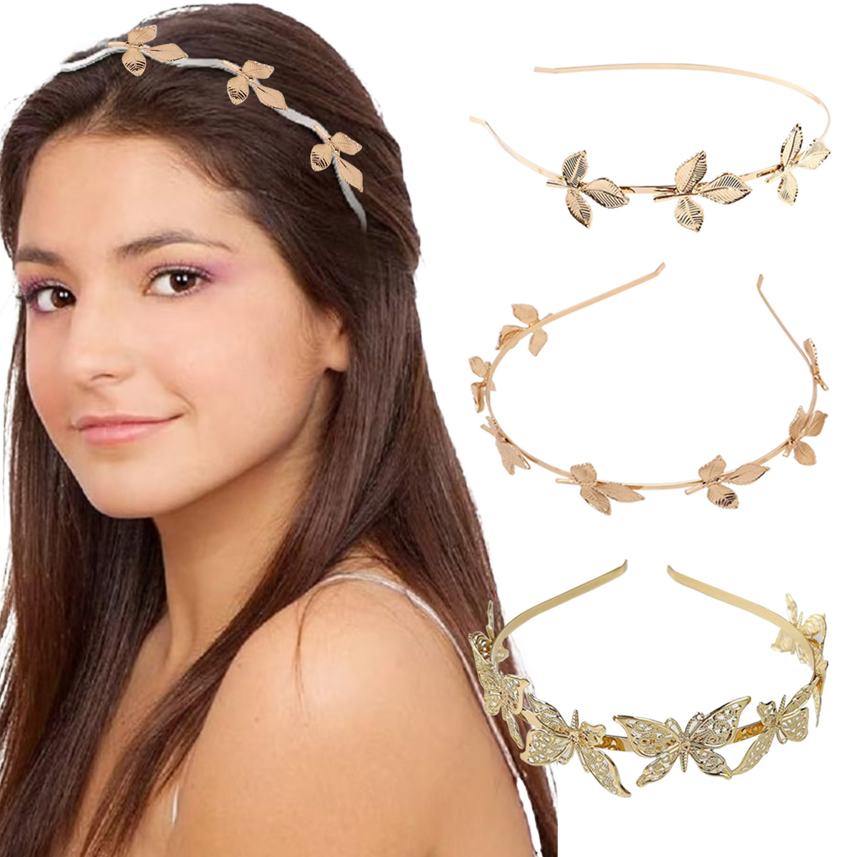 Barocker Goldener Braut Haarreif Mit Blättern Für Die Hochzeit_voghion.com