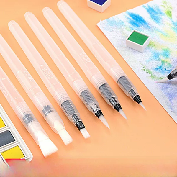 Cross-Border Watercolor Pen Set with Flat Tip, Colored Lead, Water Storage, and Nylon Painting Pens