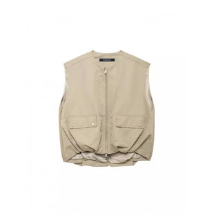 2024 cross-border in stock wholesale 2024 autumn new women's European and American style pleated loose vest