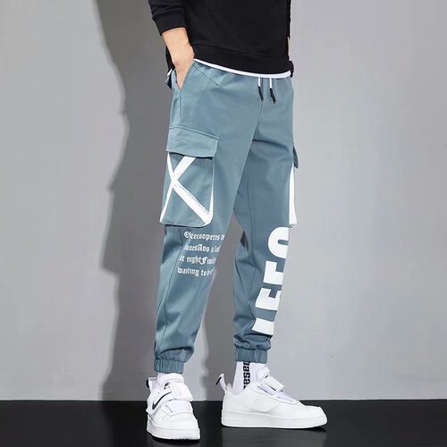 Trendy brand functional overalls men's summer thin trendy letter printed multi-pocket leggings hip-hop casual pants