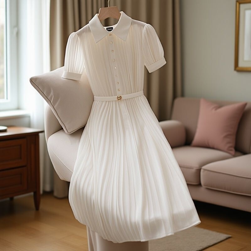Summer's New Trendy Design: Unique and Stylish Waist-Cinching Shirt, Pleated Skirt, and Popular White Dress for Women This Year Summer's New Trendy Design: Unique and Stylish Waist-Cinching Shirt, Pleated Skirt, and Popular White Dress for Women This Year
