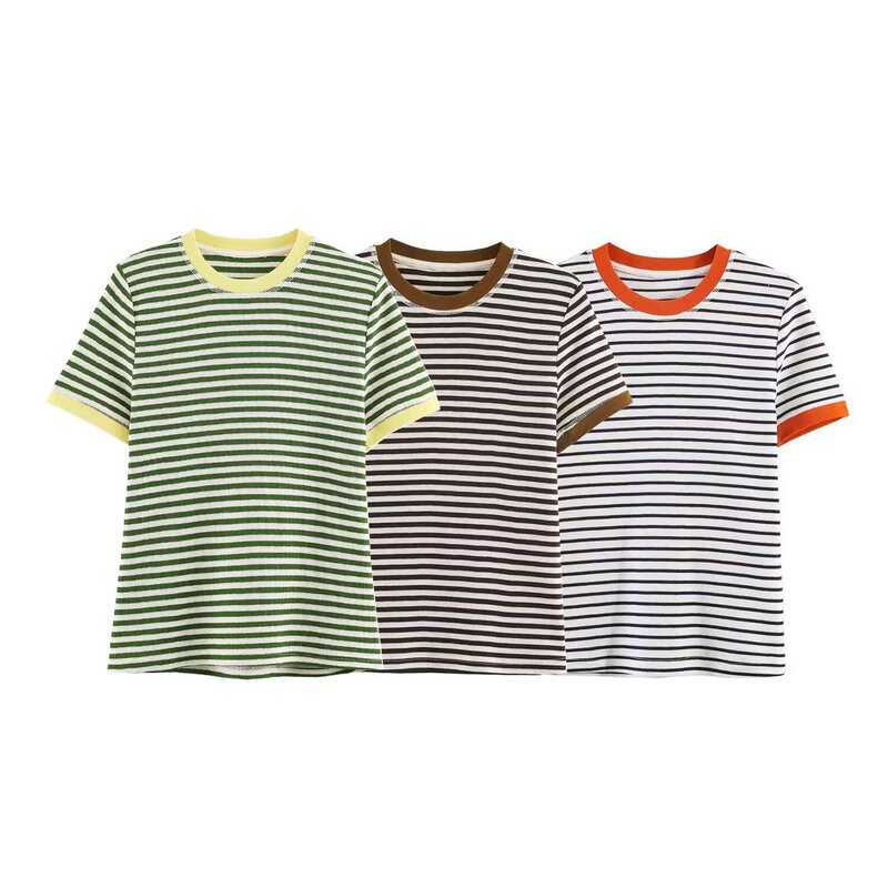 Taop&Za Women's Clothing 2026 Spring New Style Korean Style Niche Design Striped Short-Sleeved T-Shirt Top 6462001 Taop&Za Women's Clothing 2026 Spring New Style Korean Style Niche Design Striped Short-Sleeved T-Shirt Top 6462001