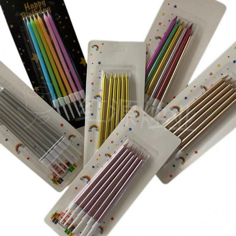 Tarta larga de color pastel de cumpleaños decoración de fiesta para bebés vacaciones panadería caja de vela de oro en stock