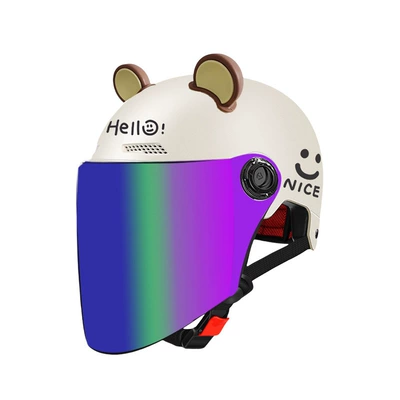 Helmet for Women, Cute Half Helmet, Motorcycle Safety Supplies - new-national-standard-apricot-longcai-free-cute-ears-one-size-fits-all