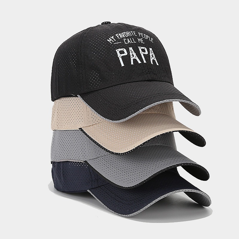 Papá al aire libre respirable malla sombrero de béisbol rápido secado letras retro sombrero de protección solar sombrero de primavera y verano sombrero deportivo