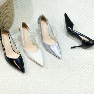 2024 Four Seasons New Side Empty Pointed High Heels Women's Stiletto Heel Elegant Single-layer Shoes for Women