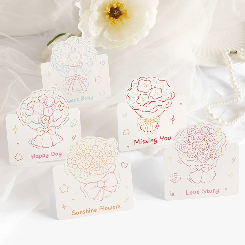 Популярная поздравительная открытка с букетом ко Дню святого Валентина, цветок-карандаш, полускладная поздравительная открытка, универсальная маленькая открытка, цветочный магазин, открытка для выпечки