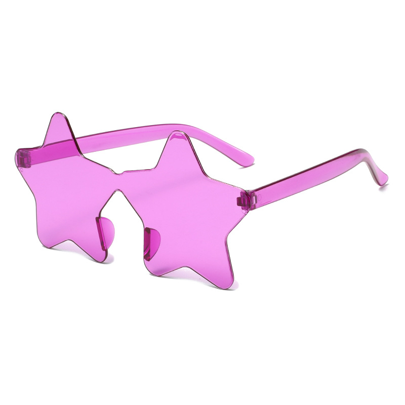 Juxin transfronteriza nueva personalidad color caramelo sin marco estrella gafas de sol fiesta fiesta extraña de cinco puntas de una pieza image 20