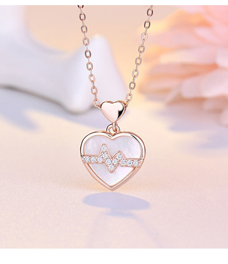 Fashion Heart Shape Titanium Steel Plating Inlay Rhinestones Pendant Necklace 1 Piece