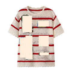 現物2025夏の新型ゆるい縞文字刺繍ニットuy25232m2 11131