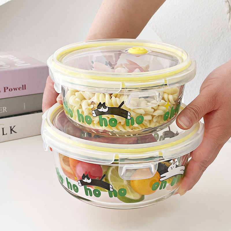 Microwave Heating Glass Bowl Super Household Fresh Box Special Lunch Box for Office workers Bowl with Lid Large Capacity Lunch Box