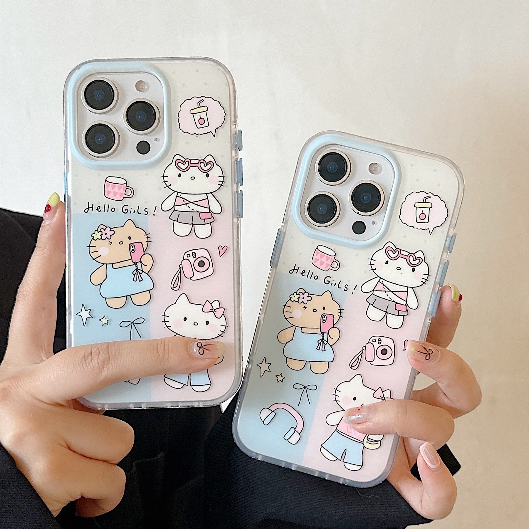 KT cat de dibujos animados coreanos para Apple 15Pro/16Pro pareja 14ProMax nicho 13 femenino 16ProMax