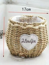 草编筐客厅干花插花摆件装饰欧式手提壁挂花架鸡蛋花蓝藤编花盆