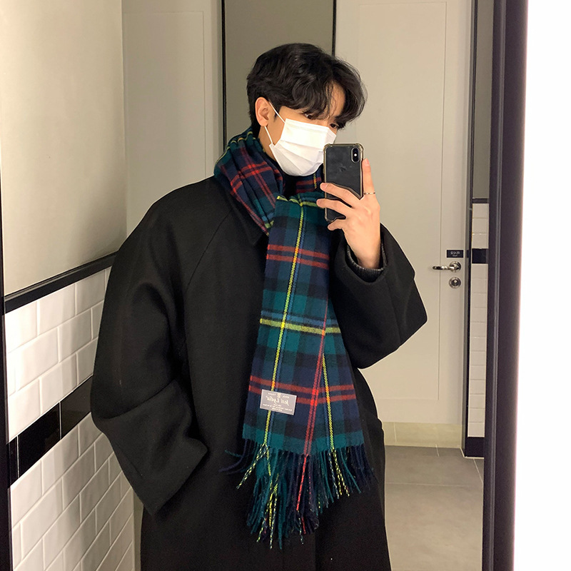 ASCLO otoño e invierno nuevo abrigo de lana largo de alta calidad abrigo grueso de lana de estilo coreano de moda de los hombres de longitud media