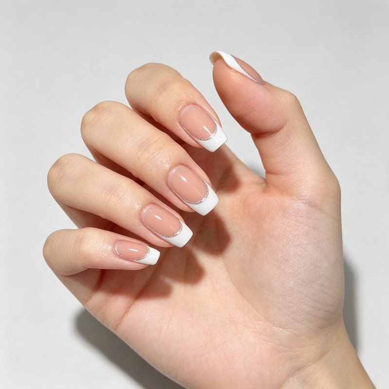Cross-border bestseller in Europe and America: Press-on wearable nails with a sweet and cool, dazzling, high-end feel, European square shape, long style, wholesale, shiny