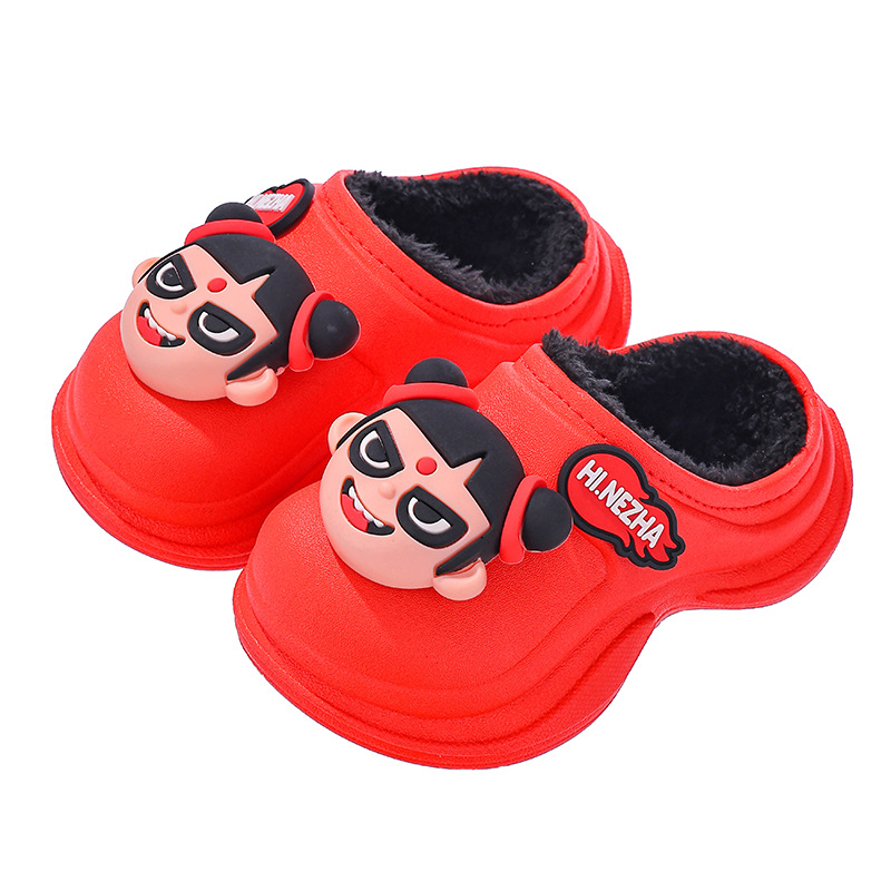 Nezha zapatillas de algodón de invierno para niños, niñas y niños, calentamiento de algodón impermeable, bolsas de niños, zapatos de talón de algodón