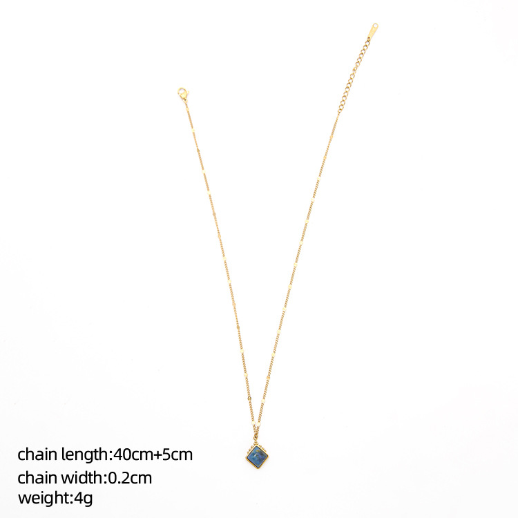 Fashion Round Water Droplets Stainless Steel Titanium Steel Inlay Turquoise Opal Pendant Necklace 1