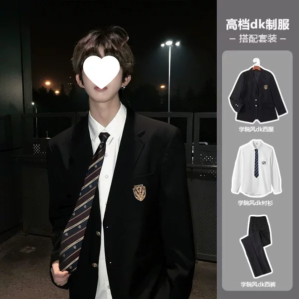 Japanese College Style dk Boys Uniform Suit suit Three Buttons School Uniform jk Students Graduation Suit Class Uniform