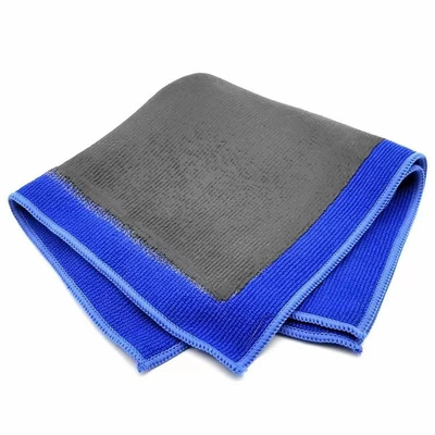 polishing cloth, car wash gloves, Car wax - striped-blue-matted-fabric
