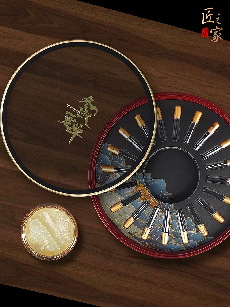 Caja redonda de Cordyceps, caja de regalo de Cordyceps, caja de embalaje de 20 tubos, caja de regalo en botella, caja vacía