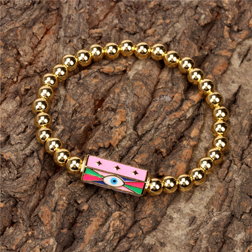 wholesale jewelry devilu0027s eye enamel beaded copper bracelet cnihaojewelry